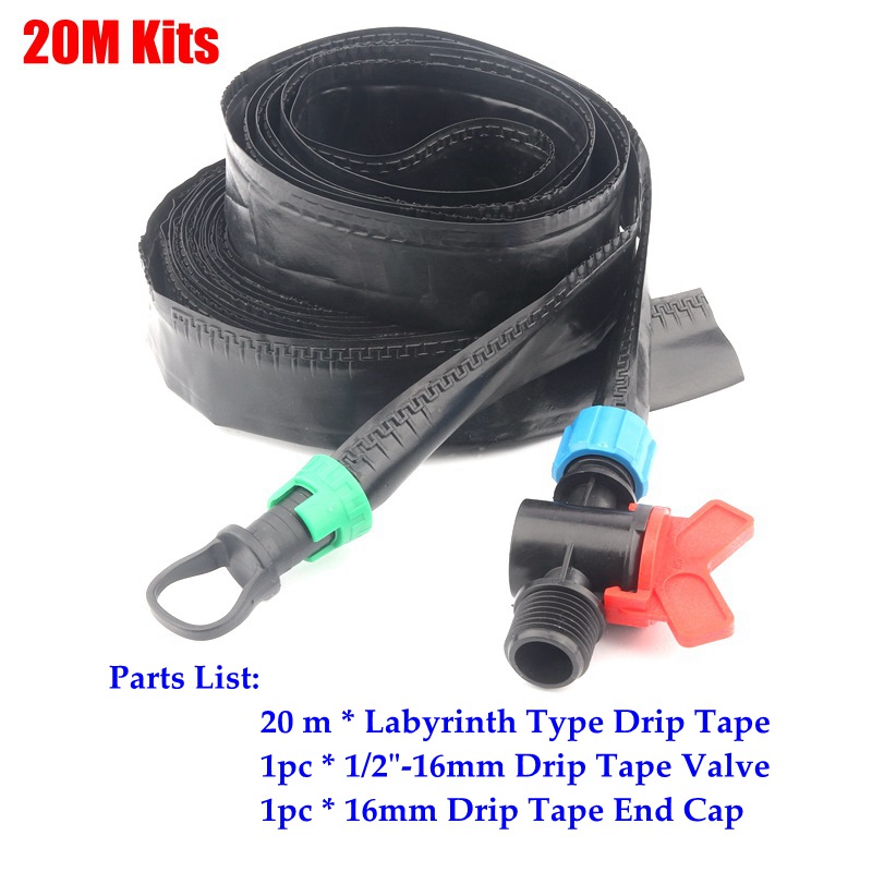 Système de Micro Irrigation goutte à goutte, ruban de Type labyrinthe, tuyau d&#39;arrosage Simple, 5 ~ 50m, 3l: 20m Kits