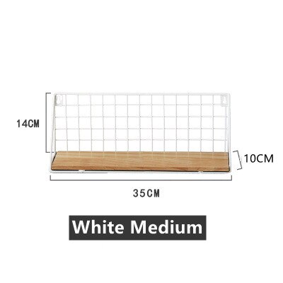 Étagère murale de séparation en maille de fer, minimaliste, nordique, créative, décoration murale suspendue, petite étagère, présentoir Non marquant: White Medium