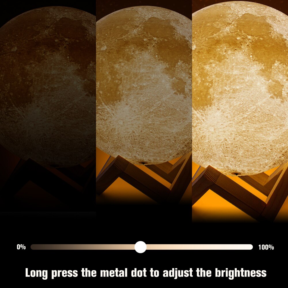 15cm/5.9in Moon Night Light 3D Printed Moon Globe Lamp 2Colors 3D Glowing Moon Lamp With Stand Dimmable Touch Control Brightness