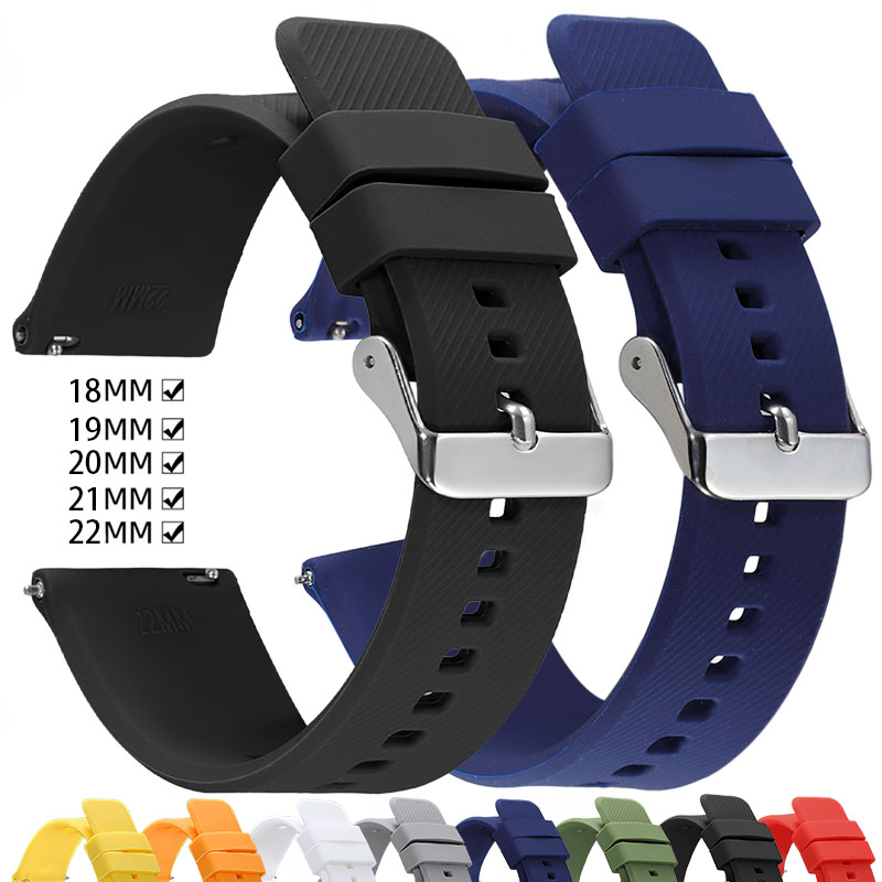 18mm 19mm 20mm 21mm 22mm silikone urrem gummi vandtæt rem hurtigudløser udskiftningsarmbånd sportsblødt armbånd