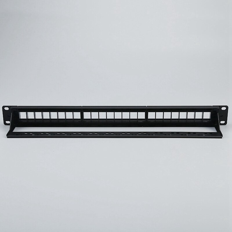 19-Inch 1U Cabinet Rack Through 24-Port CAT6 Patch Panel RJ45 Network Cable Adapter Keystone Jack Modular Patch Panel