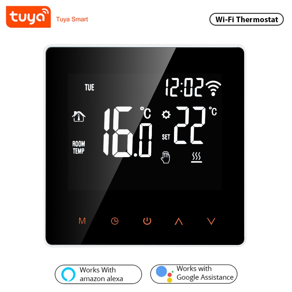 16A WiFi Smart Thermostat Controller Programmable Digital Temperature Controller LCD Display Touch Screen with App Control