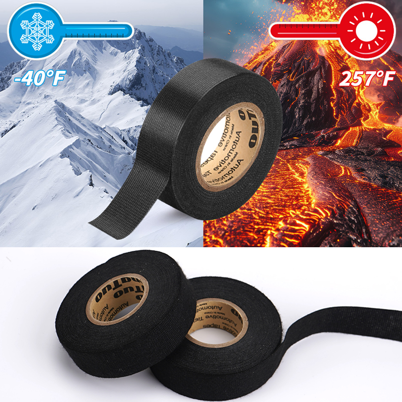 Elektrisk tape varmebestandig ledningstape selvklæbende stoftape vandtæt tape isolerende stoftape til biler 2 ruller