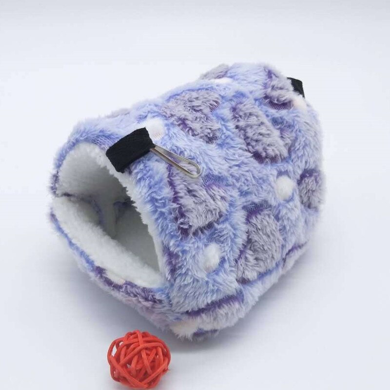 Cute Small Pet Bird Parrot Hamster Soft Comfortable Cage Plush Hanging Hammock Nest House Sleeping Bed Warm Nest Pet Products: Purple / M 14x12cm