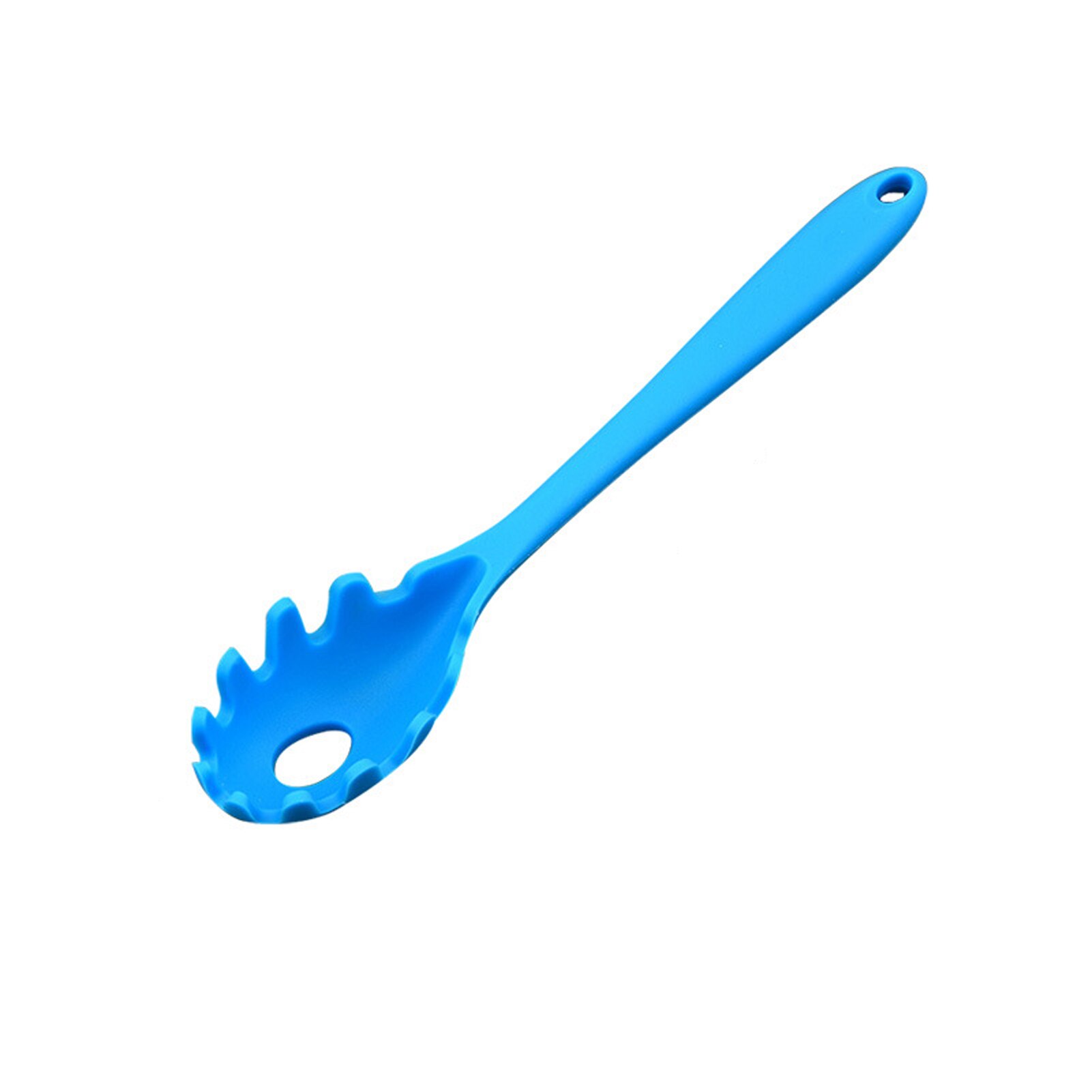 Heat Resistant Spoon Pasta Fork Long Handle Soft Silicone Practical Mini Portable Multifunctional Cooking Tool Noodle Ergonomic: Blue
