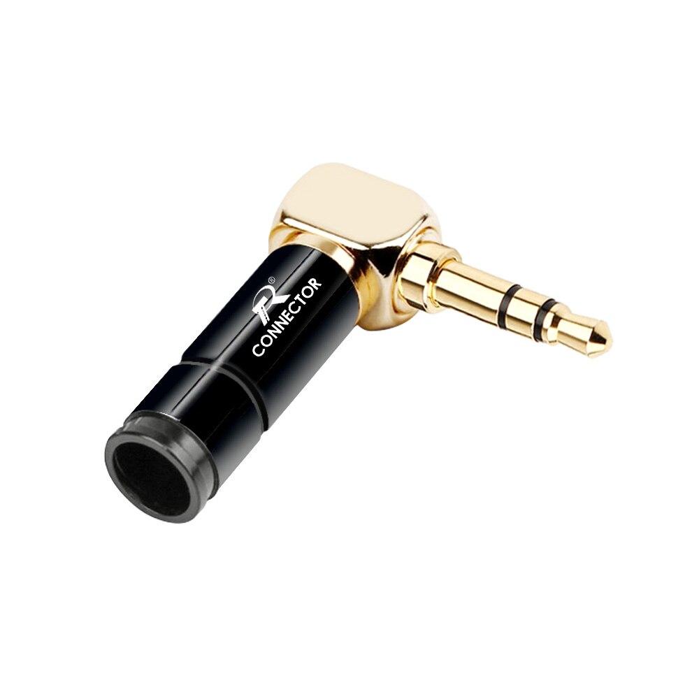 1pc luksuriøs kontakt 3.5mm rett vinklet øretelefonplugg 3 polet gullbelagt ledningskontakt som passer til 6mm- kabels diy play aluminiumslegeringsrør: Svart