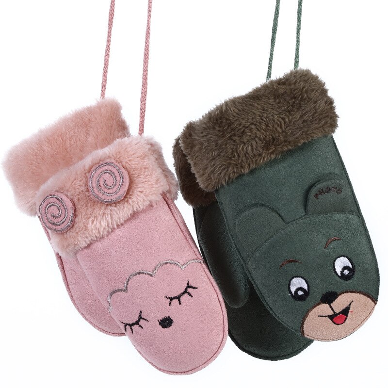 1 Pair Cartoon Child Mittens Winter Warm Kids Girl Gloves Knitted Children Toddler Teething Mitten Handschoen