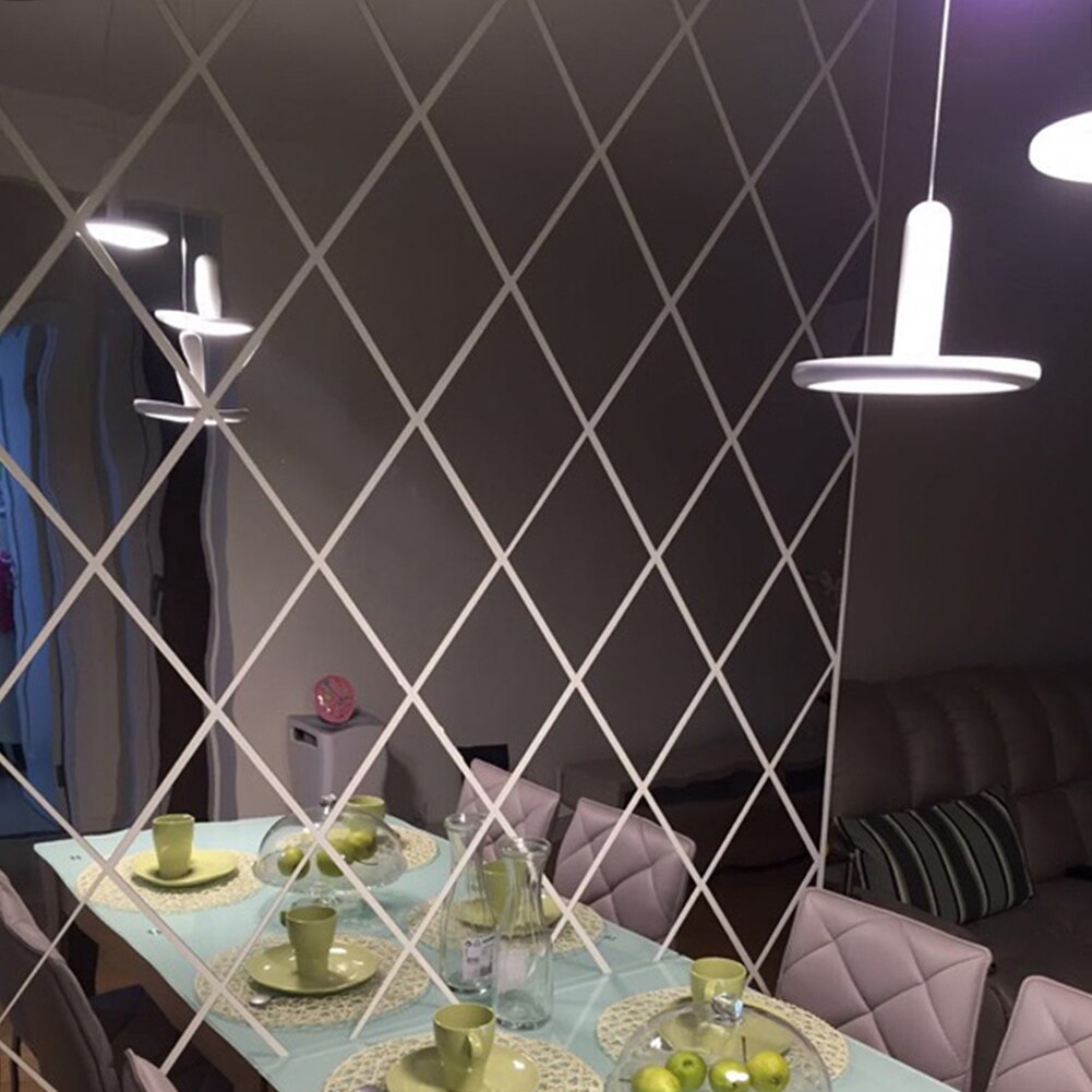 Rhombus form 3d spejl væg klistermærker diamanter trekanter akryl væg spejl klistermærker til børneværelse stue boligindretning