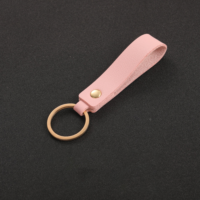 Blank PU Leather Keychain For Men Women Simple Pink Car Key Chains Metal Key Rings Business Party Wedding