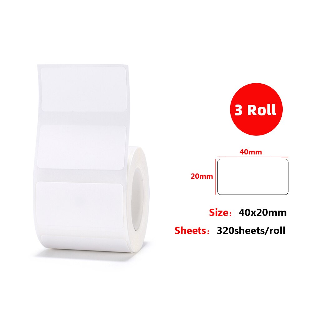 3 Roll Self-Adhesive Label Paper Multi-Purpose Printable Sticker Labels for Niimbot B3S/B11/B21 Thermal Printer Thermal Paper: 40x20 3 Roll