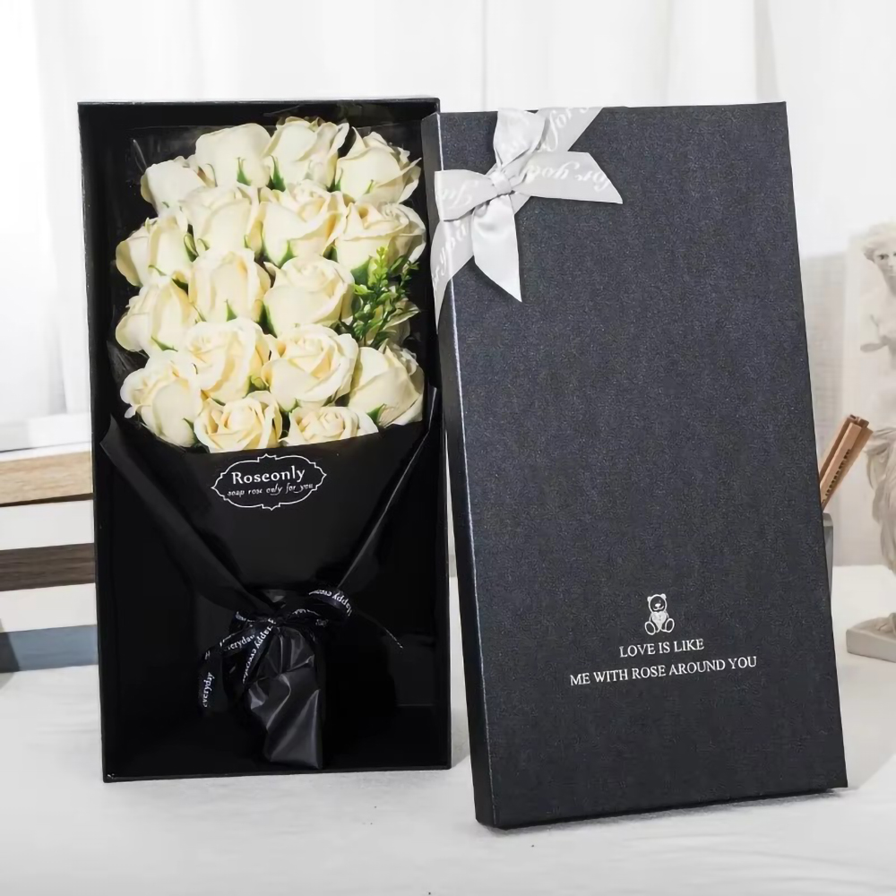 Künstliche Blumensträuße Rosenstrauß Geschenkbox für Freundin murmeln Weihnachten Valentinstag Geburtstag Hochzeitsgeschenk: schwarz
