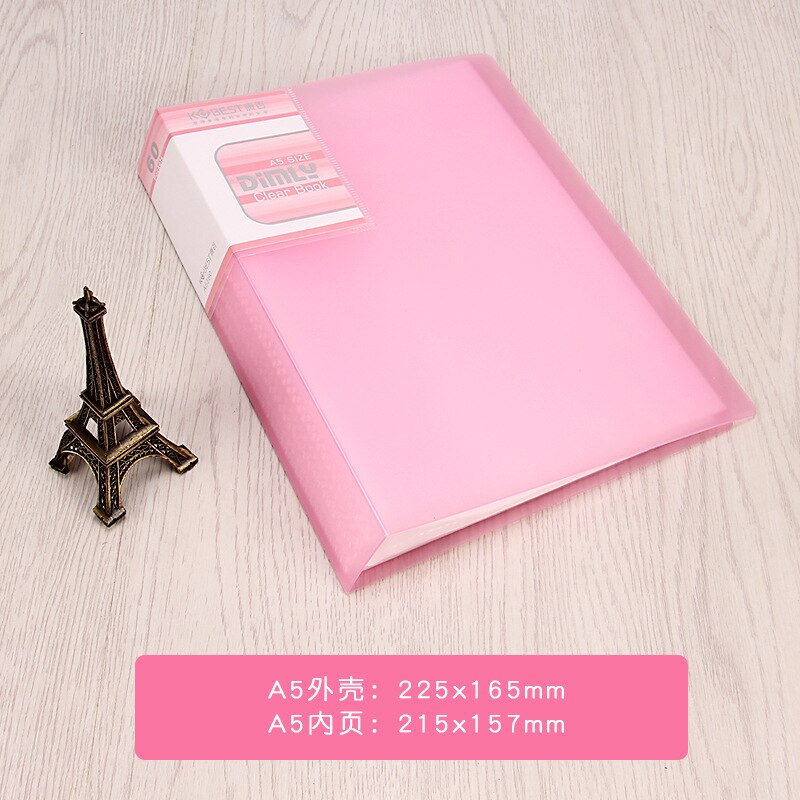20 Page / 30 Page / 40 Page / 60 Page A5 File Folder Document Folder For Files Sorting Practical Supplies For Office And School: 60pages pink