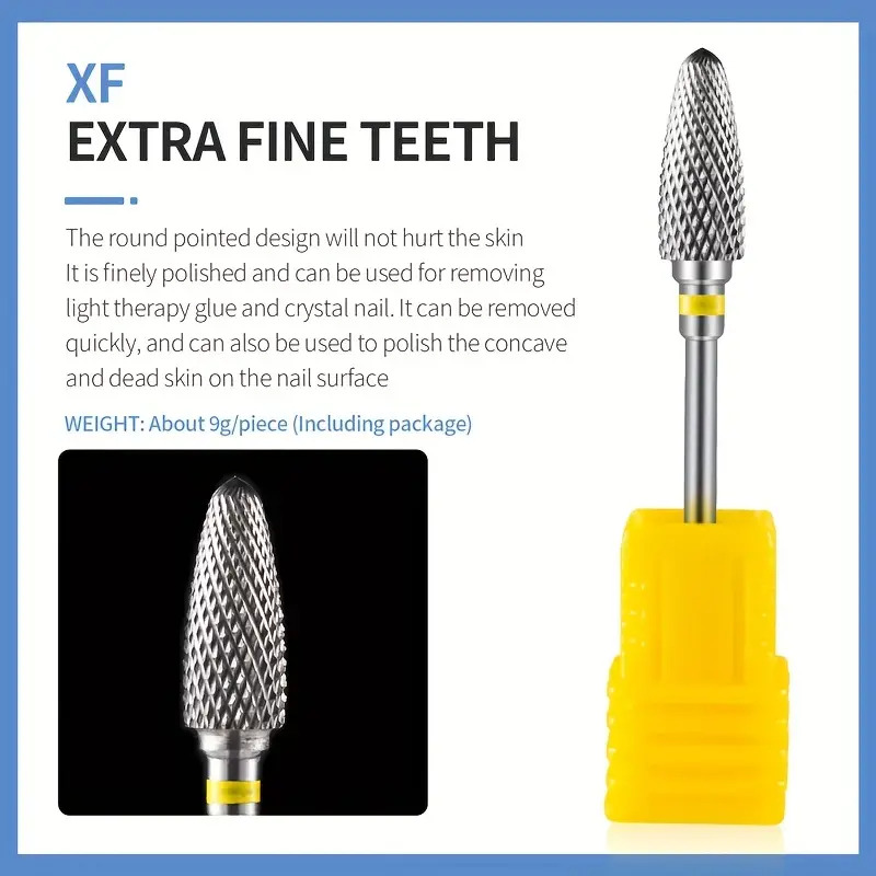 Brocas de carburo de tungsteno para uñas, accesorios de taladro eléctrico para manicura, fresas para quitar esmalte de uñas en Gel, herramientas para uñas Efiles: YELLOW