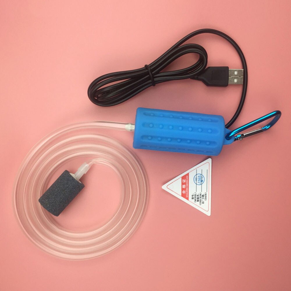 Fish Tank Oxygen Terrarium Compressor Portable Hose Energy USB Check Valve Mute For Home Store Oxygen Air Pump: Navy Blue