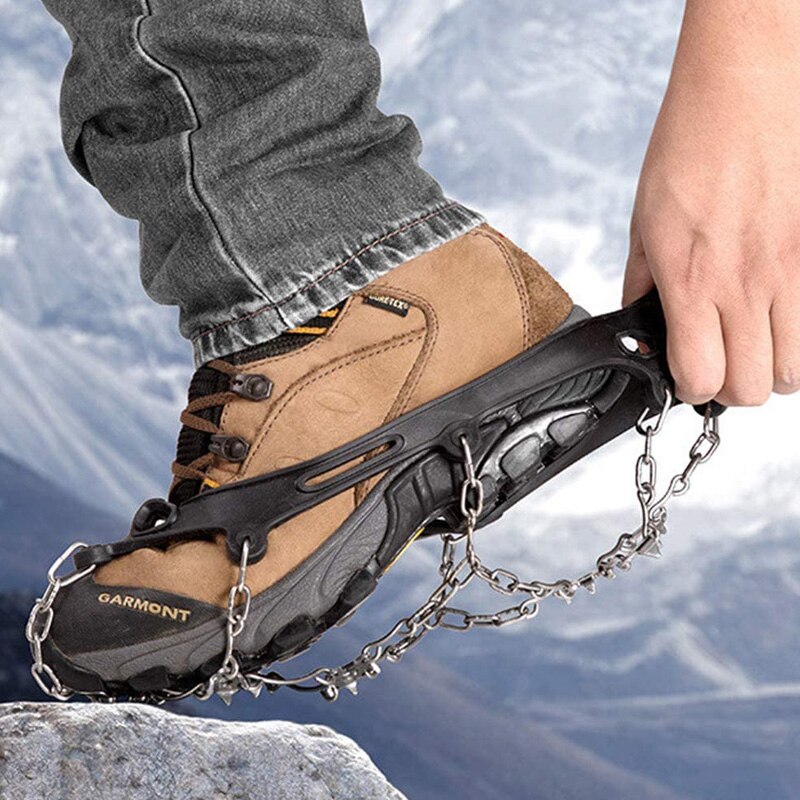 Micro calzado con pinchos para escalada, sistema de tracción de hielo, crampones antideslizantes de seguridad, 19 garras y dientes, accesorios de acampada