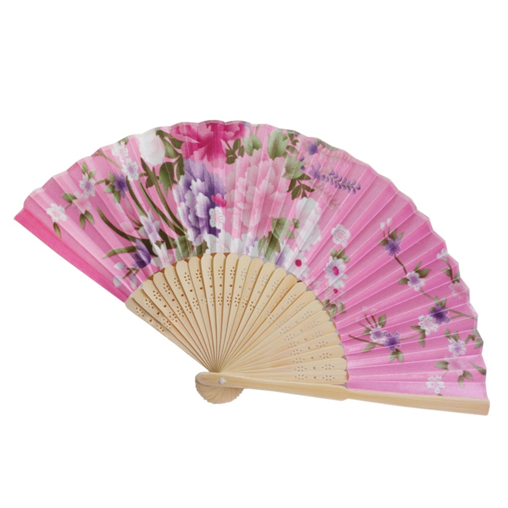 Folding Hand Held Flower Fan Vintage Bamboo Folding Hand Held Flower Fan Chinese Dance Party Pocket Decoration