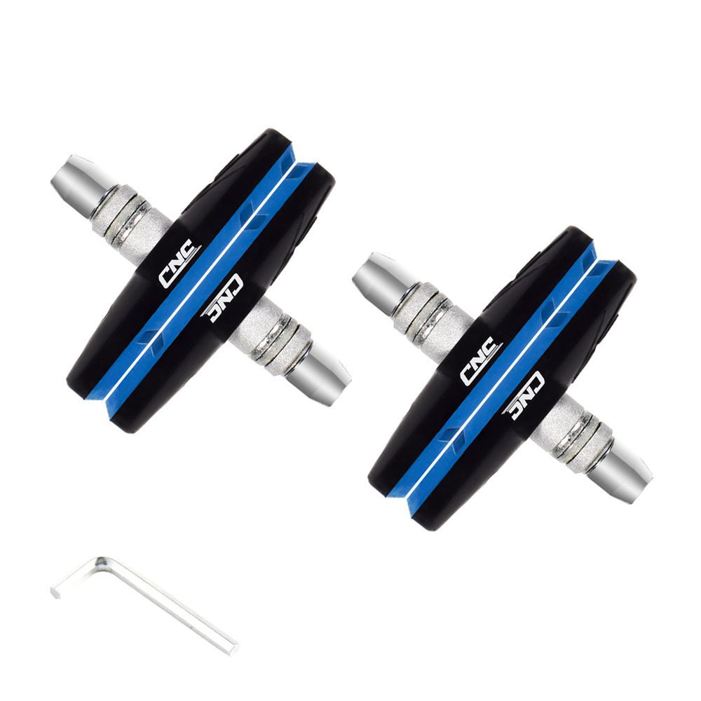 CNC Bicicleta V Brake Pad, borracha Aro Caliper Brake Pads, 55mm, Estrada MTB, 2 Pares: Azul
