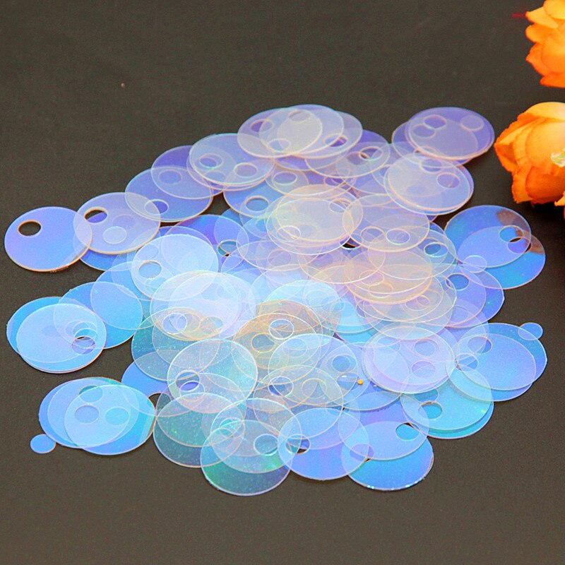 Sequin 20mm PVC Flat Round Loose Sequins 2cm Paillette Sewing Craft Women Garments Accessories with Big Hole 20g: ab transparent 2cm