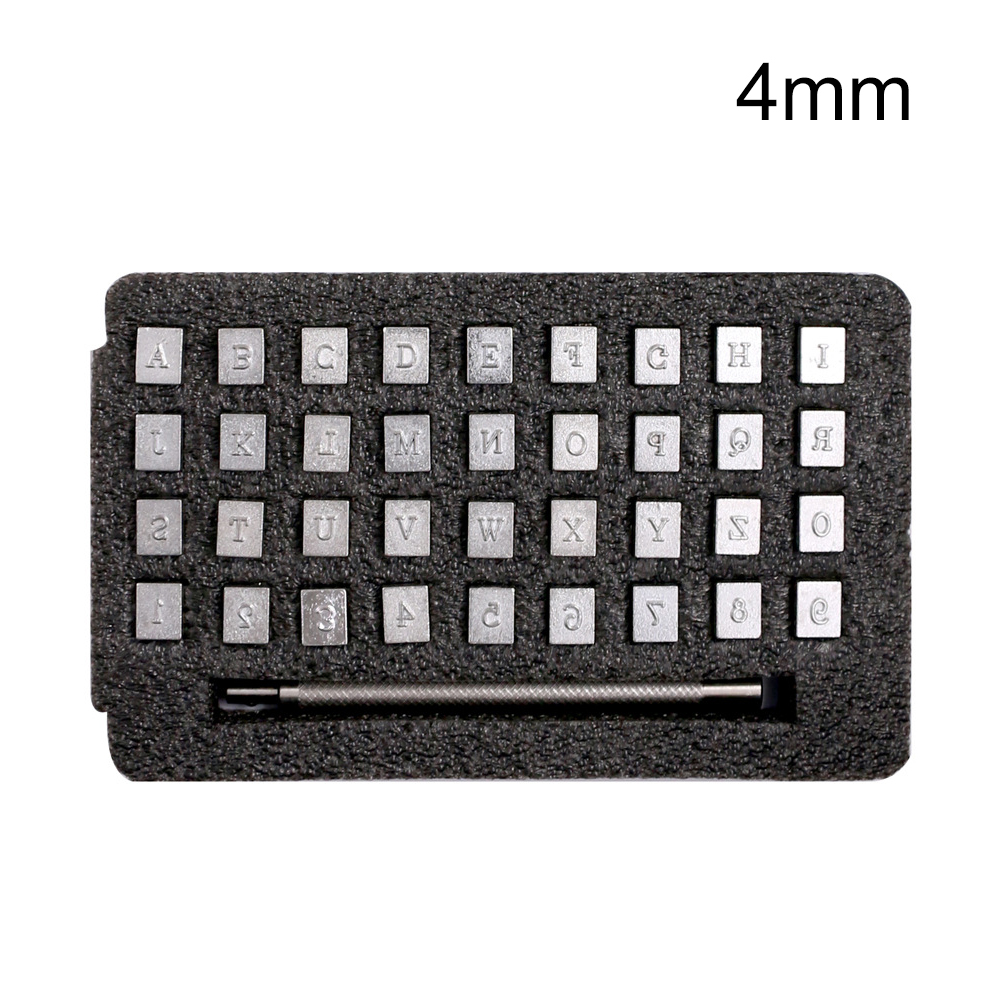 36 stk 4mm/6mm stål alfabet nummer stempel stempel sæt til læder håndværk stempler værktøjer kunst håndværk alfabet stempler gør-det-selv værktøjer: 4mm