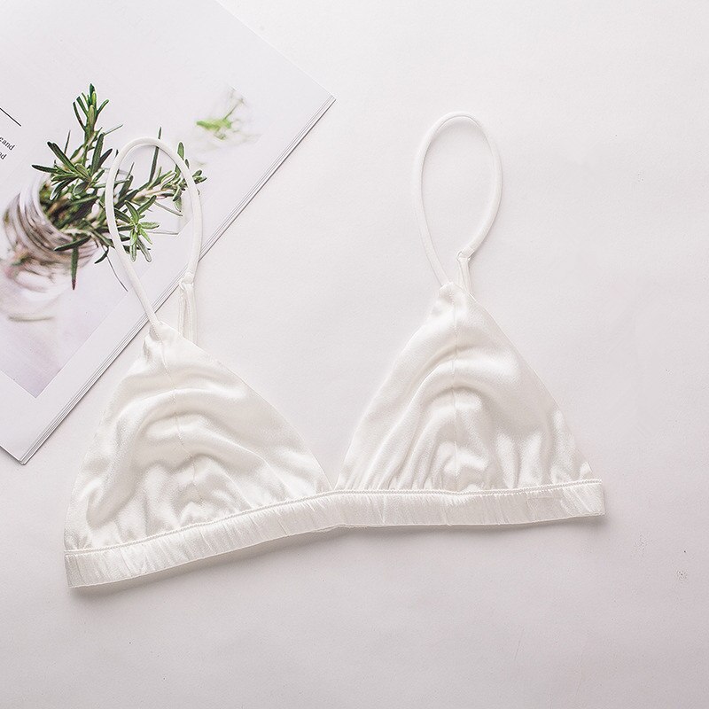 Birdsky, 1PC summer Women silk bra top small thin breast bras wire rimless no padded, 88% natural mulberry silk, 4 colors. OR-78
