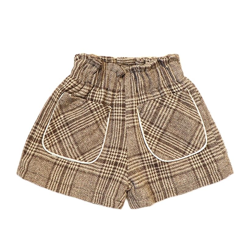 Meisjes Wollen Plaid Shorts En Najaar Stijl Losse Leggings Koreaanse Kinderen P5460