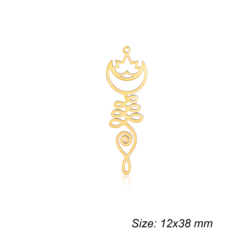 Breloques en forme de fleur de Lotus, en acier inoxydable, amulette religieuse, pendentifs, accessoire pour collier, boucles d'oreilles, bijoux, bricolage,: Imitation plaquée rhodium