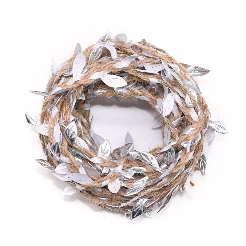 5M Simulation Green Leaves Weaving Jute Rope Ribbon for Restic Wedding Birthday Decoration Flower Bouquet Packaging Rattan: B02