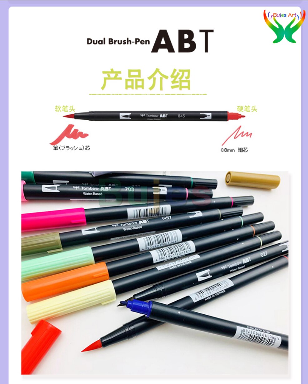 Tombow Abt 4/10/96/108 Kleur Zachte Hoofd Aquarel Pen Dubbele Hoofd 0.8/2.3Mm schilderen Borstel Hand Tekening Professionele Kunst Levert