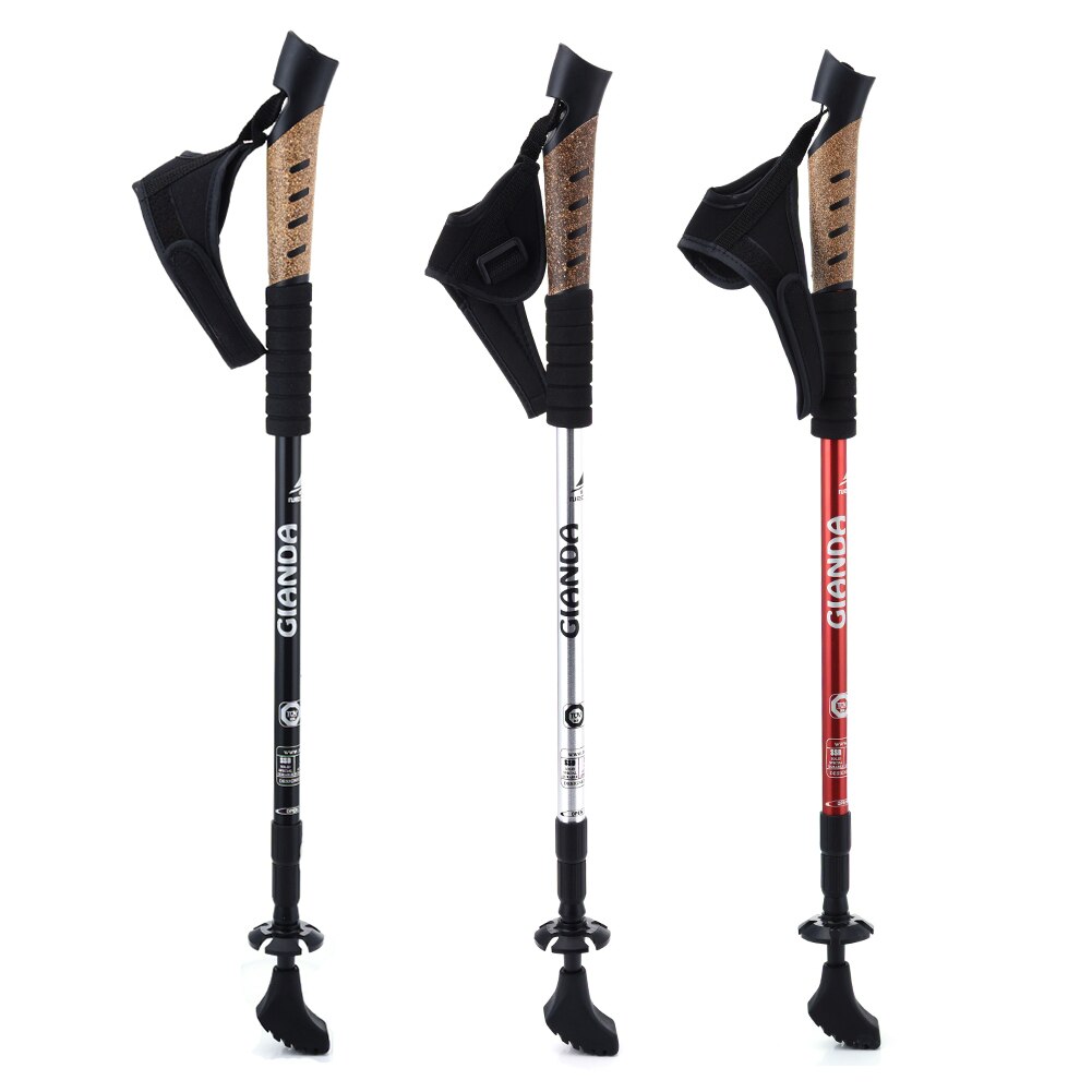 Alpenstock Aluminum Alloy 3 Joints Trekking Poles Aluminum Nordic Walking Sticks Telecopic Retractable Camping Mountain Climbing