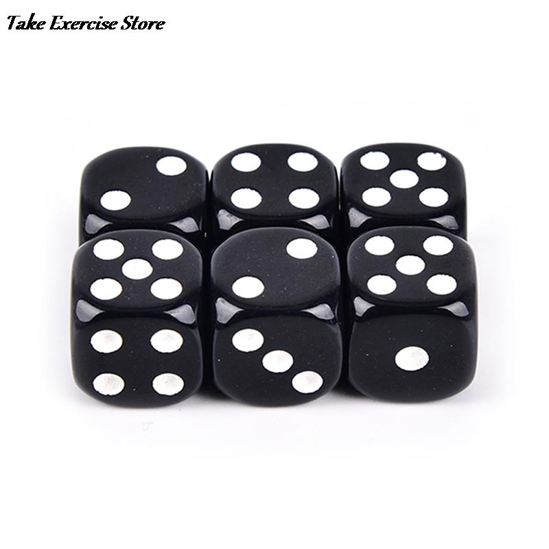 6 stk 16mm terninger avrundede hjørner firefarget gjennomsiktig terning brettspill drikking av digitale terninger gumbling søle: Svart