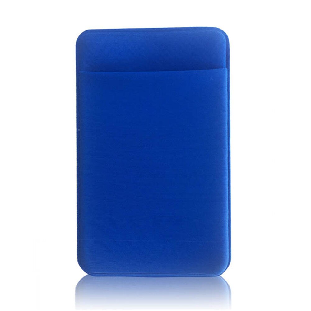 ID Card Holder Wallet Credit Pocket Adhesive Sticker Bank Card Case Credit Card Bag Colorful 1PC Unisex Elastic Mobile Phone: Blue