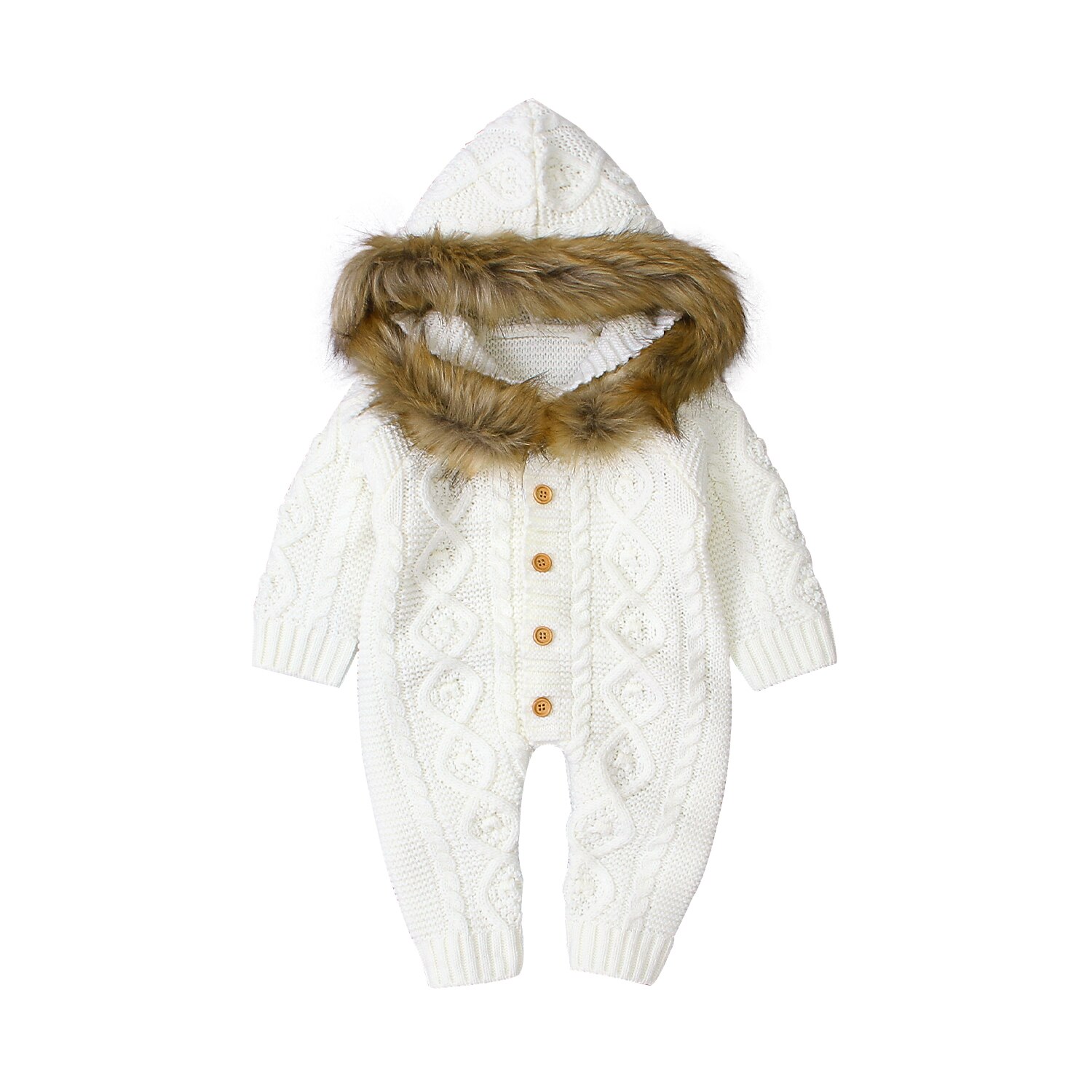Citgeett Herbst Baby Jungen Mädchen Strampler Langen Ärmeln Gestrickt Mit Kapuze Warme Dicke Chlothes Herbst Winter Kleidung: A / 12m