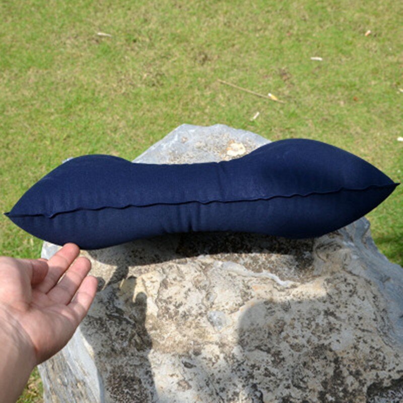 Thickened Inflatable Pillow For Long-distance Travel Napping Portable Outdoor Flocking Pillow
