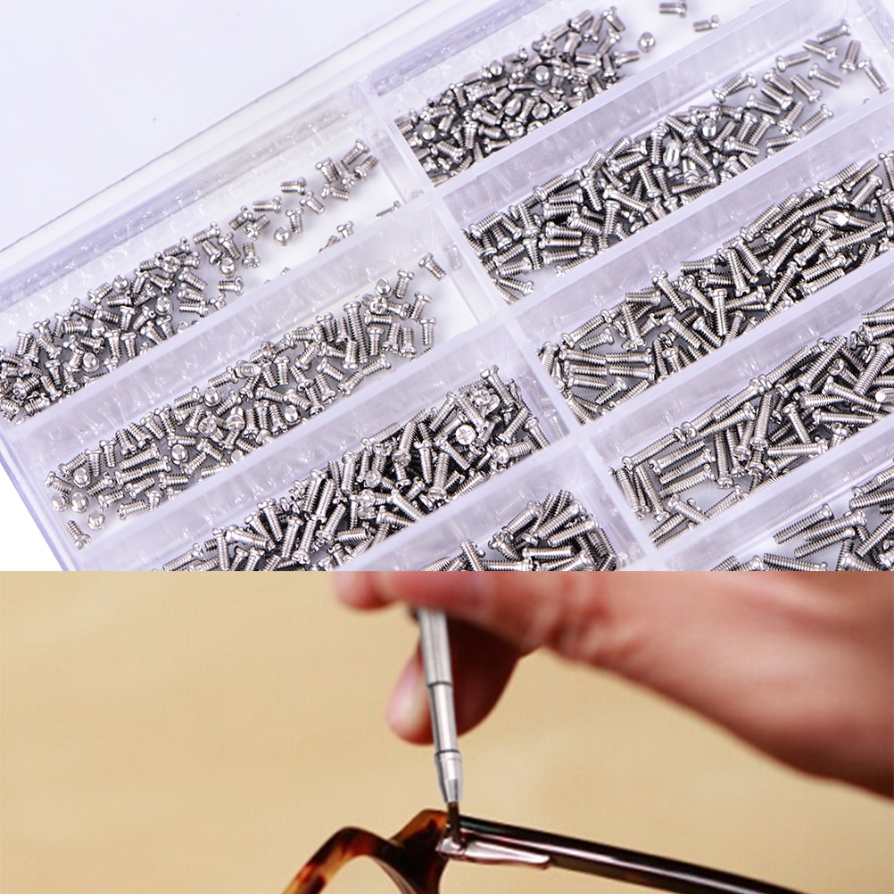 1000 unids/set surtidos tornillos para reloj ojo gafas relojero pieza de reparación herramienta