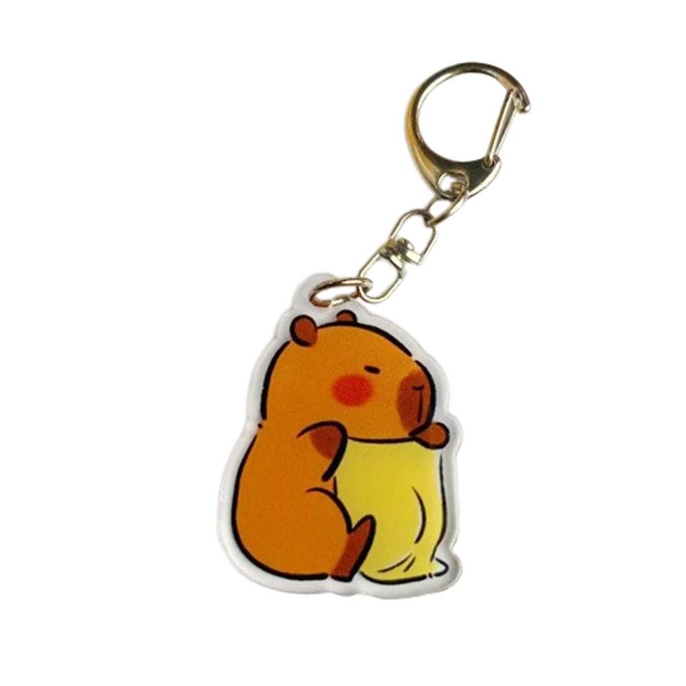 Tegneserie capybara capybara akryl nøkkelring harpiks akryl tegneserie capybaras nøkkelring søt nydelig kapibala nøkkelringer bag hengende: Blå