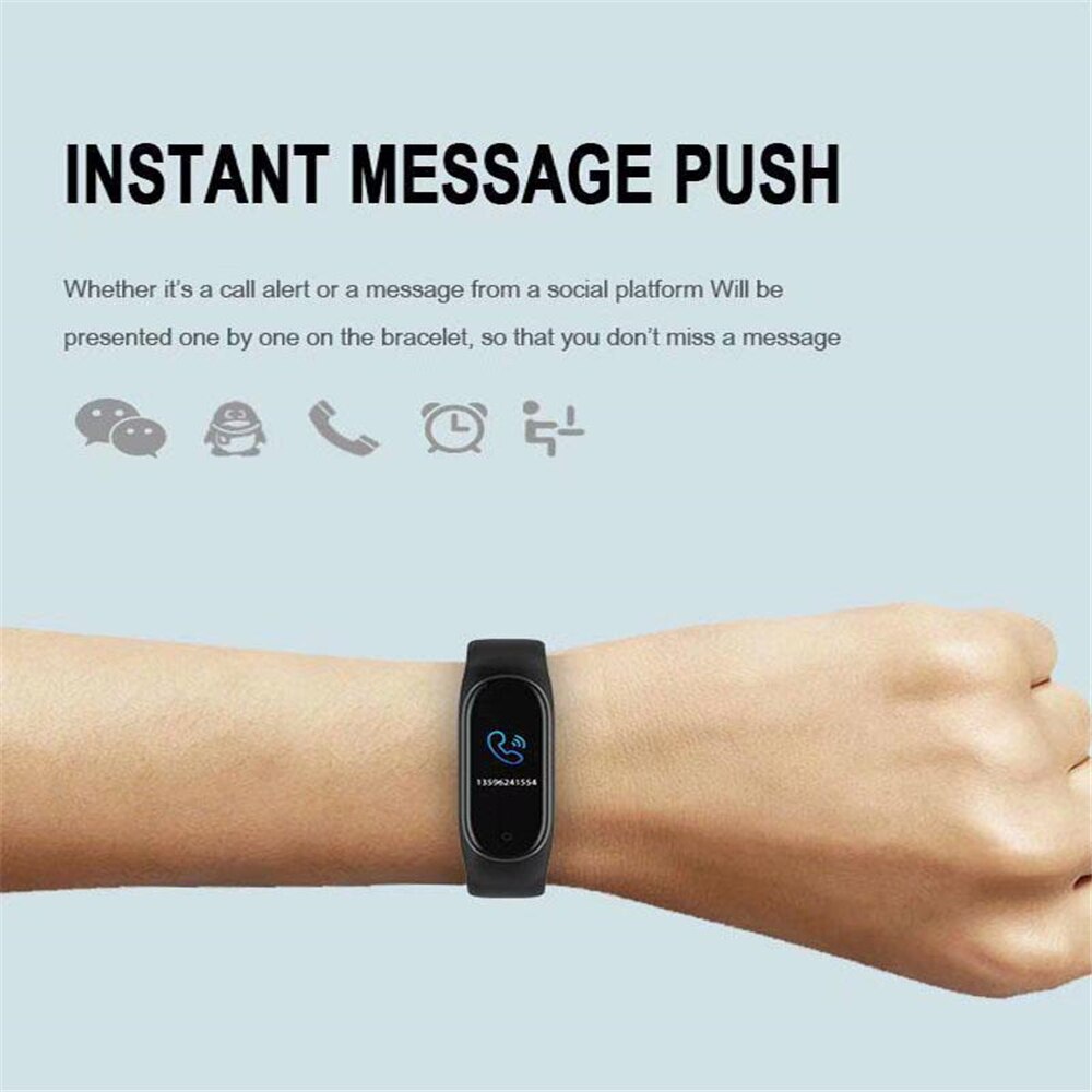 Sport Running Pedometer M4 Smart Wristband Heart Rate Waterproof Touch Screen Bluetooth Fitness Tracker Pedometer