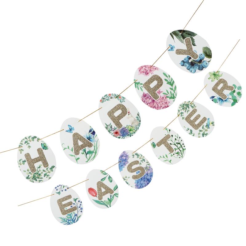1 ensemble joyeux pâques papier bannière pâques fête bannière pâques suspendus décor pâques jour accessoires