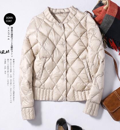 SEDUTMO Winter Plus Größe 3XL Frauen Unten Jacken Ultra Licht Ente Unten Doat Kurze Puffer Jacke Herbst Parkas ED039: Beige / XL