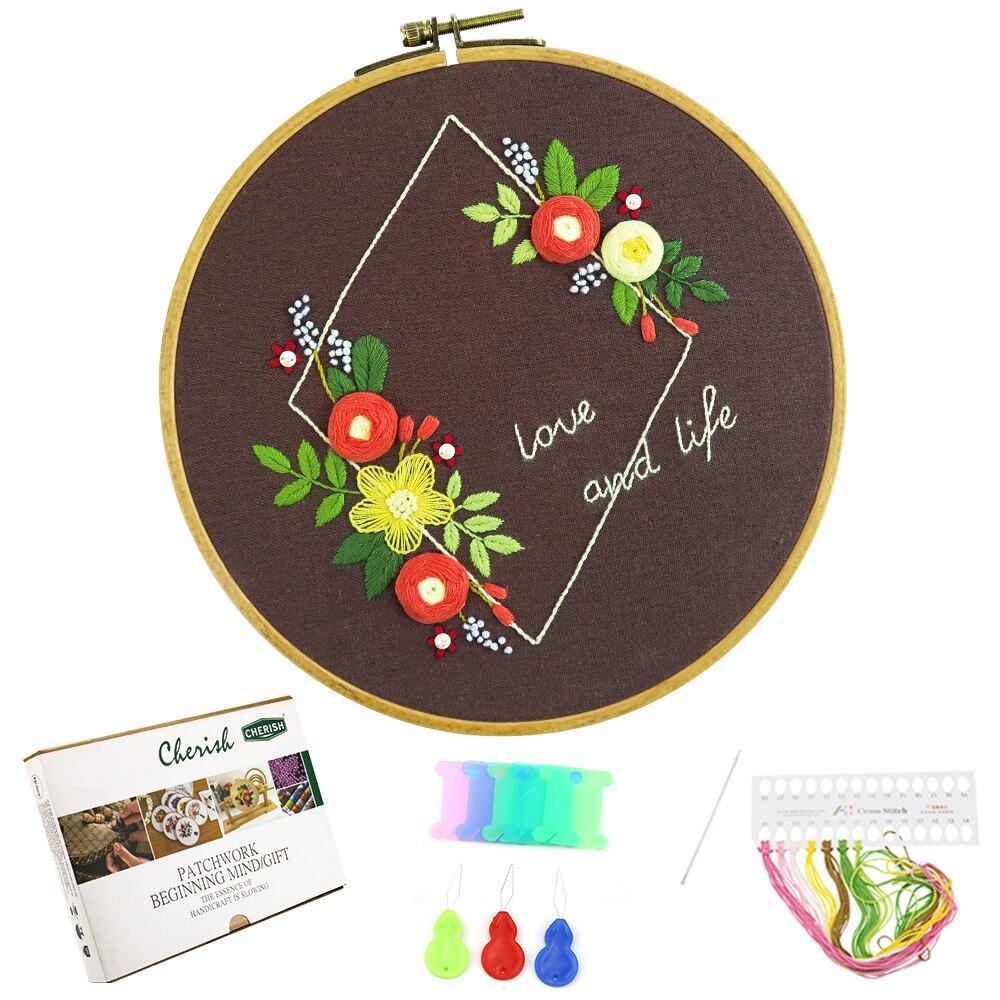 Flower Printed Embroidery Kit for Beginner Needlework Cross Stitch Set Handmade Sewing Art Wall Embroidery Painting Home Decor