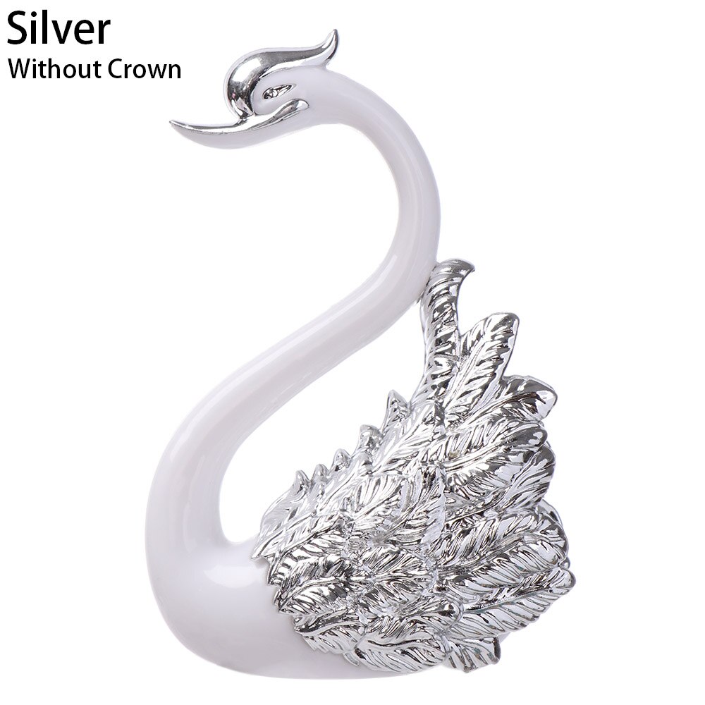 Gold Silver Feather Swan Crown Ornate Happy Birthday Cake Decor Swan Cake Topper Birthday Party Anniversary Decoration: silver	Without Crown