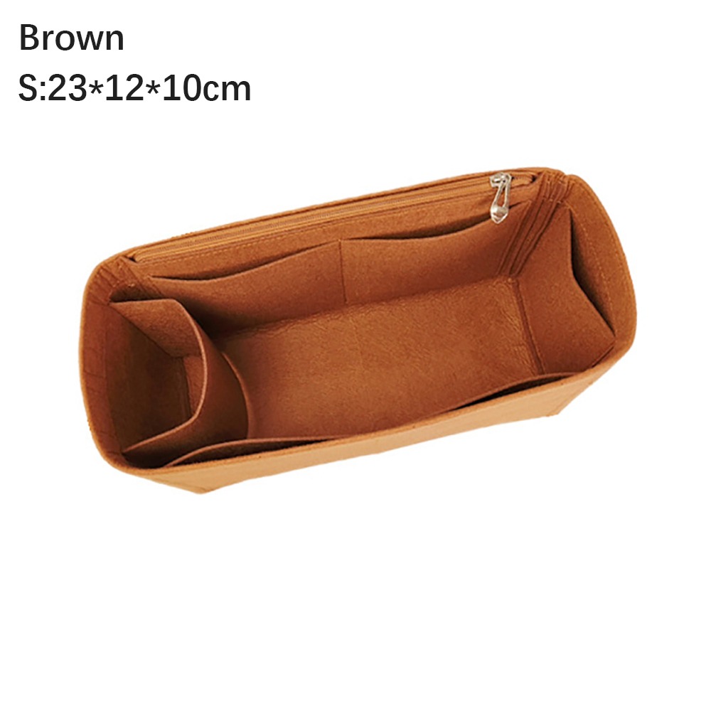 Felt Handbag Insert Bag Multi-Pocket Bag Support Purse Liner Portable Storage Organization Bag Organiser for Birkin25/30/35: Chocolate