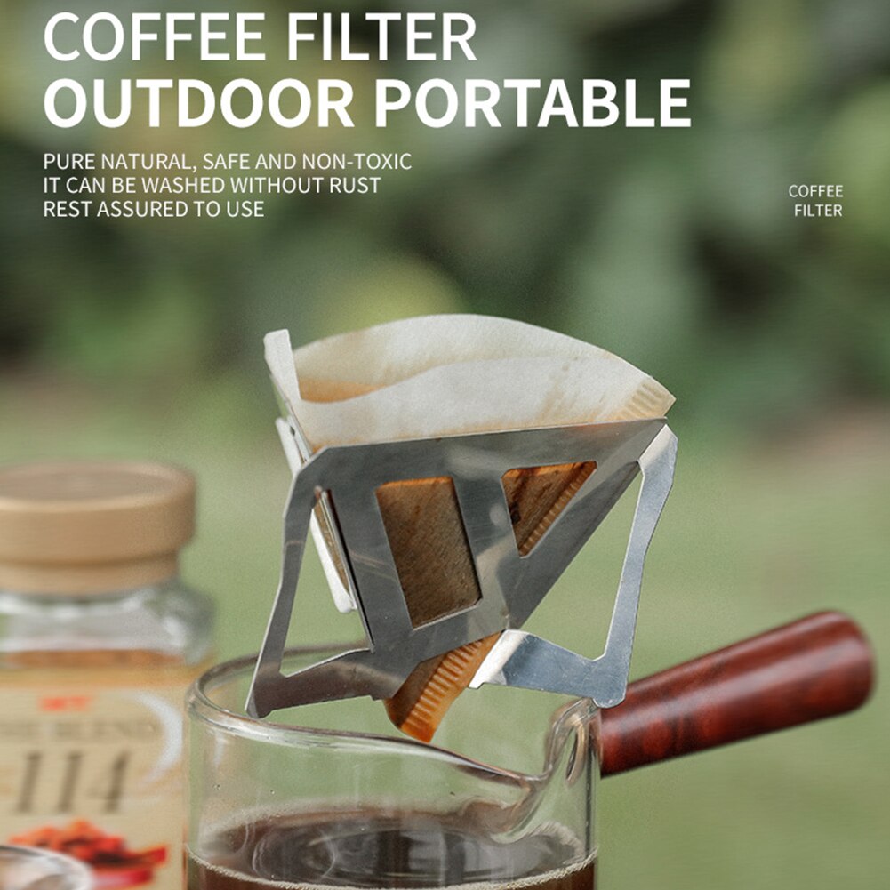 Kaffefilterhållare i rostfritt stål bärbara kaffefilter droppkorgar vikbara bärbara kaffedroppställ