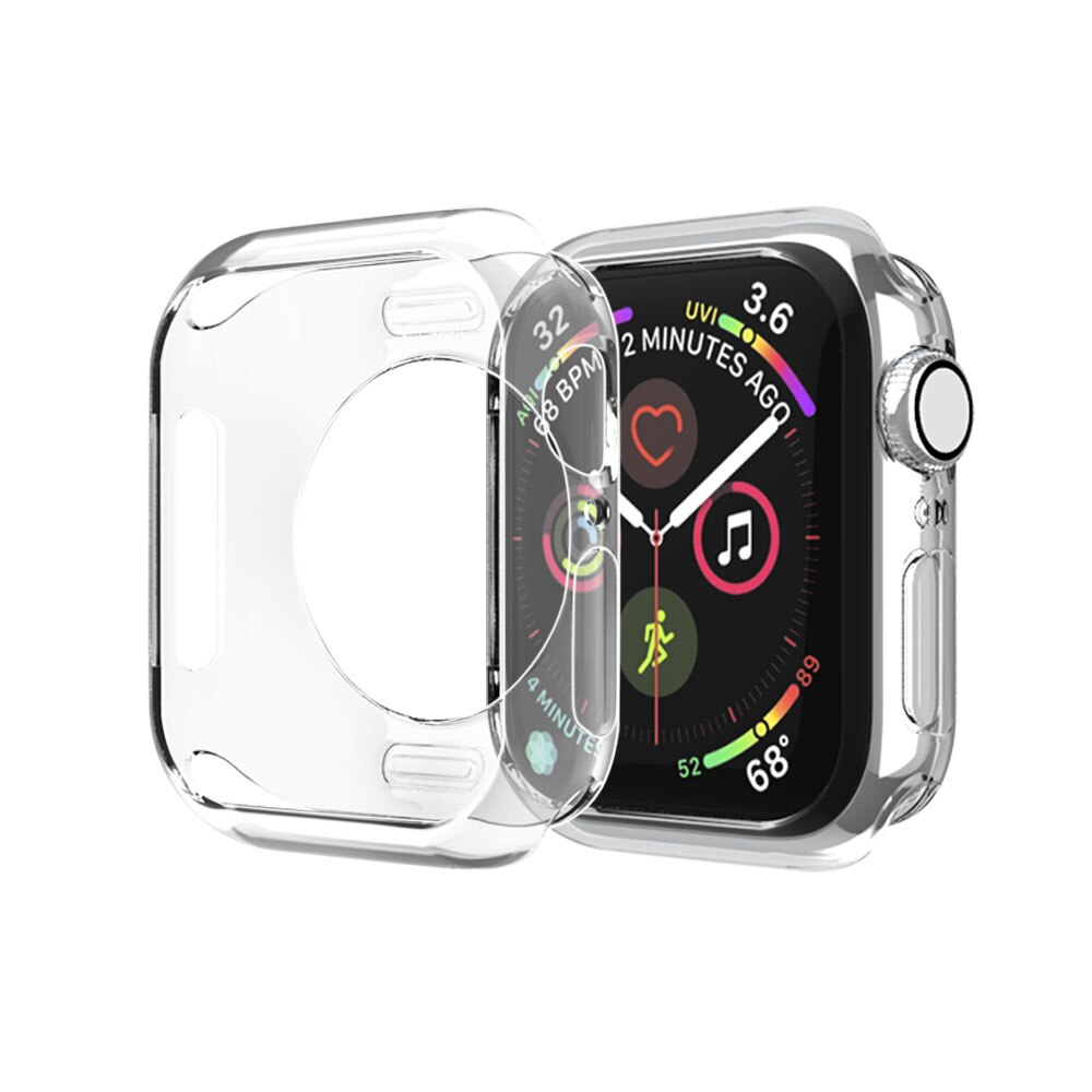 Coque fine en Silicone pour Apple Watch, protecteur d'écran, pour Apple Watch série 6 5 4 3 2 1, 42mm 38m 40mm 44mm, pour iWatch se/6: Transparent / Series 456 SE 44MM