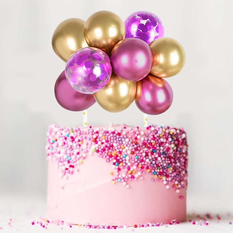 10pcs 5inch Balloon Cake Insert DIY Polka Dot Sequin Cake Flags Accessories Baby Shower Wedding Birthday Party Supply