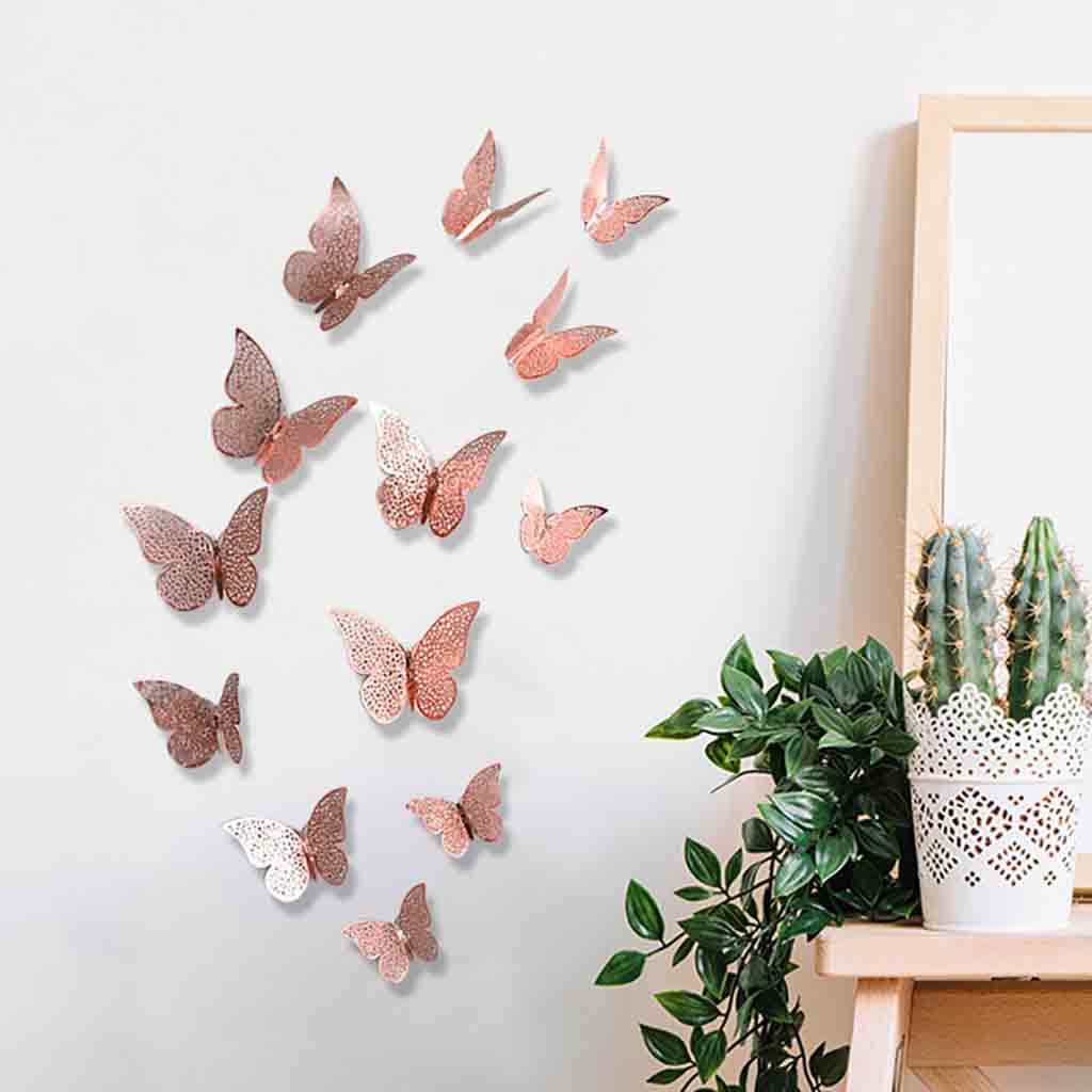 12 pièces papillons Stickers muraux autocollants autocollants sur le mur nouvel an décorations pour la maison 3d papillon Pvc papier peint pour salon