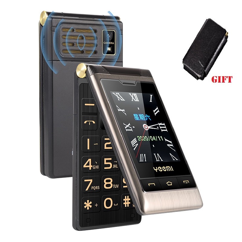 Tkexun Cover Phone 3G WCDMA Two Display Senior Cellphone SOS Speed Call Blacklist Flashlight Russian Key Clamshell Style