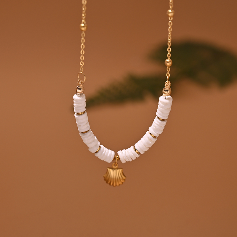 Collier Ras du Cou en Acier Inoxydable pour Femme, Coquille Naturelle, Cœur, Étoile, Bijoux d'Été: Pistolet noir plaqué