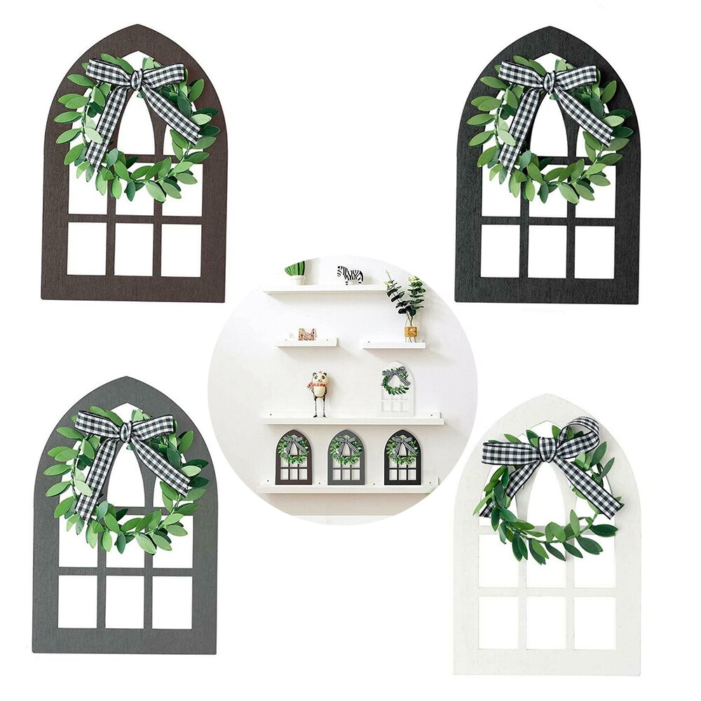 Multifunctional Home Living Room Decorations Retro Wall Display Wooden Frame Rustic Farmhouse Window Frame Ornaments