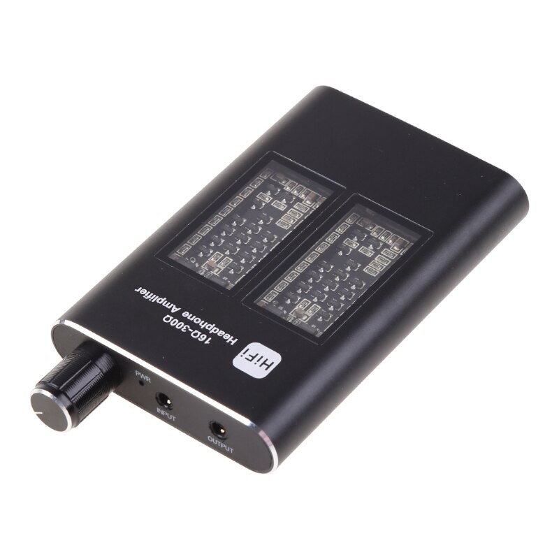 Mini hifi-systeem met 16-300 -kanaals hoofdtelefoonversterker van aluminium, 3.5mm aux-ingangen en -uitgangen en een lithiumbatterij van 1000 mah.