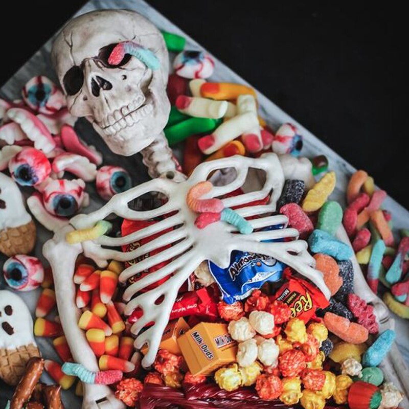 1set 40cm Horror Halloween Decoration Spoof Active Human Skeleton Model Anatomy Skeleton Halloween Party Decoration Supplies